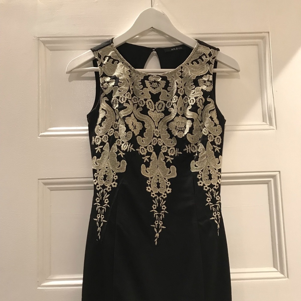Metallic Embroidered Cocktail Dress